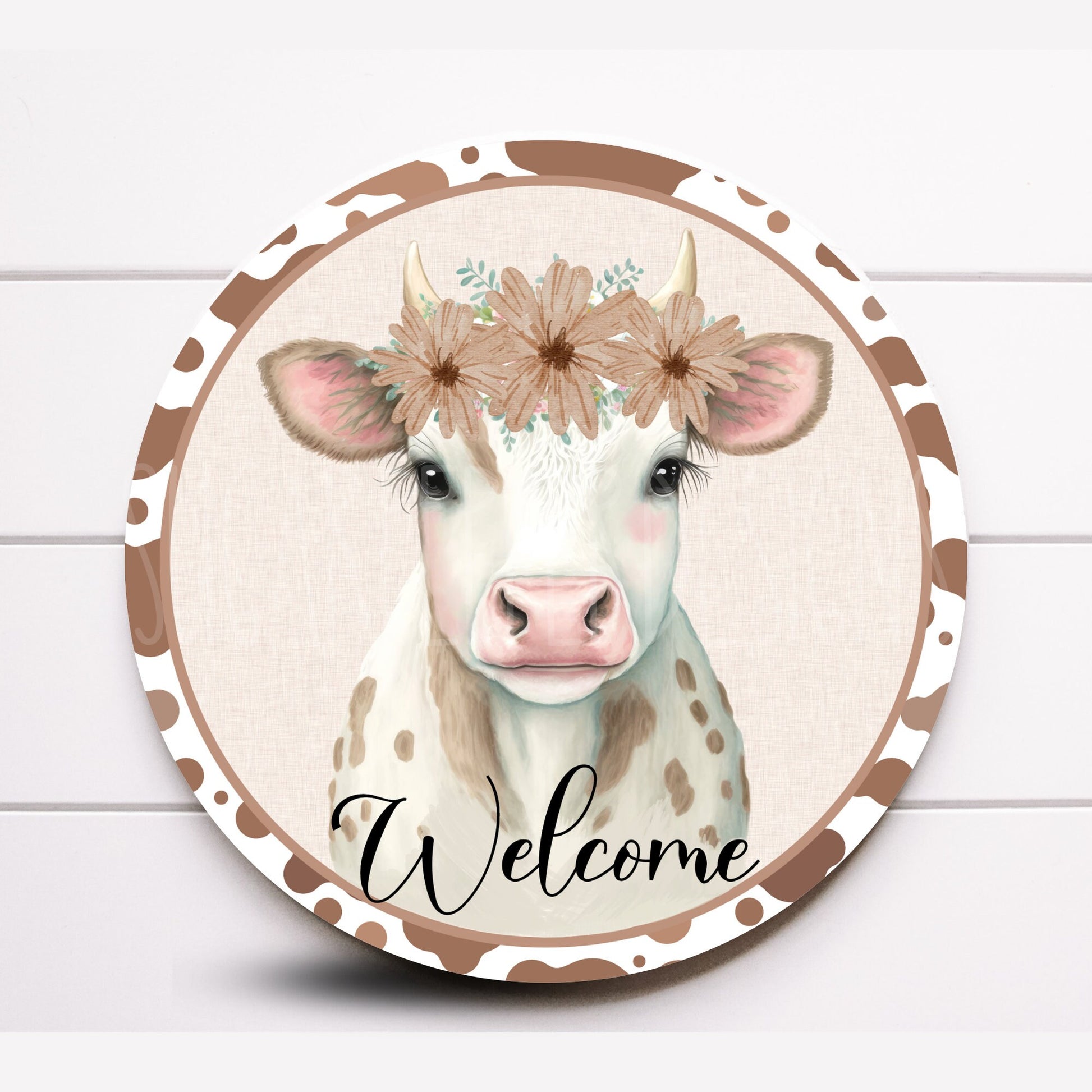 Wreath Sign, Cow Wreath Sign, Farmhouse Wreath Sign, Everyday Wreath Sign, Sugar Pepper Design Door Decor Sign For Wreath