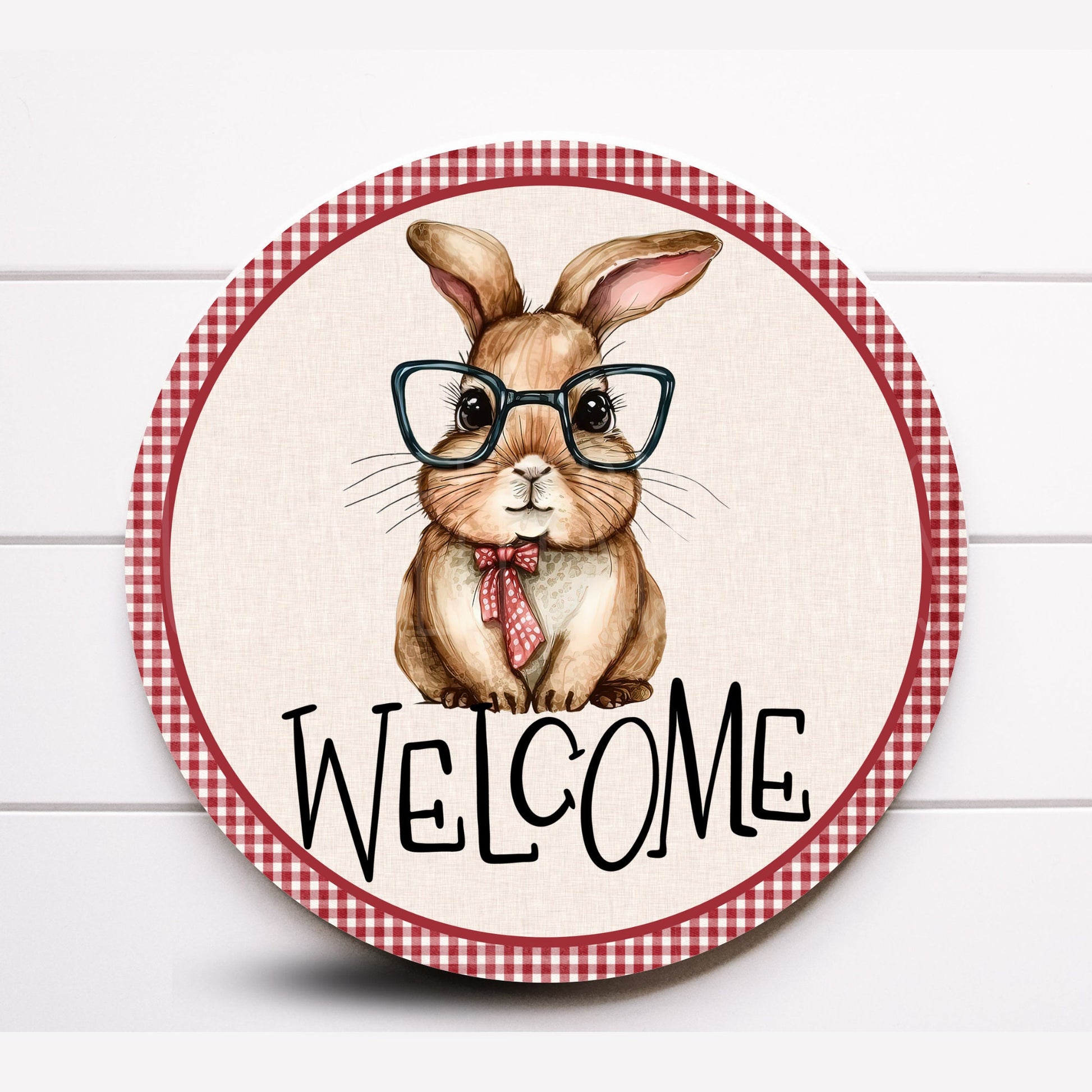 Wreath Sign, Round Wreath Sign, Easter Wreath Sign, Bunny With Glasses Wreath Sign, Cute Wreath Sign,Sugar Pepper Designs, Sign For Wreath