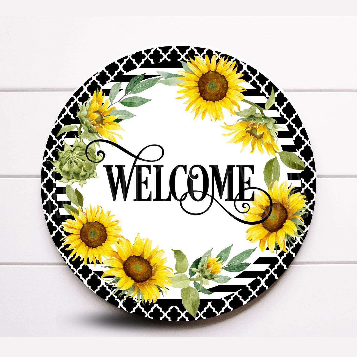 Wreath Sign, Round Sunflower Welcome Wreath Sign, Metal Wreath Sign, Sunflower Sign, Sugar Pepper Designs, Sign For Wreath, Door Decor