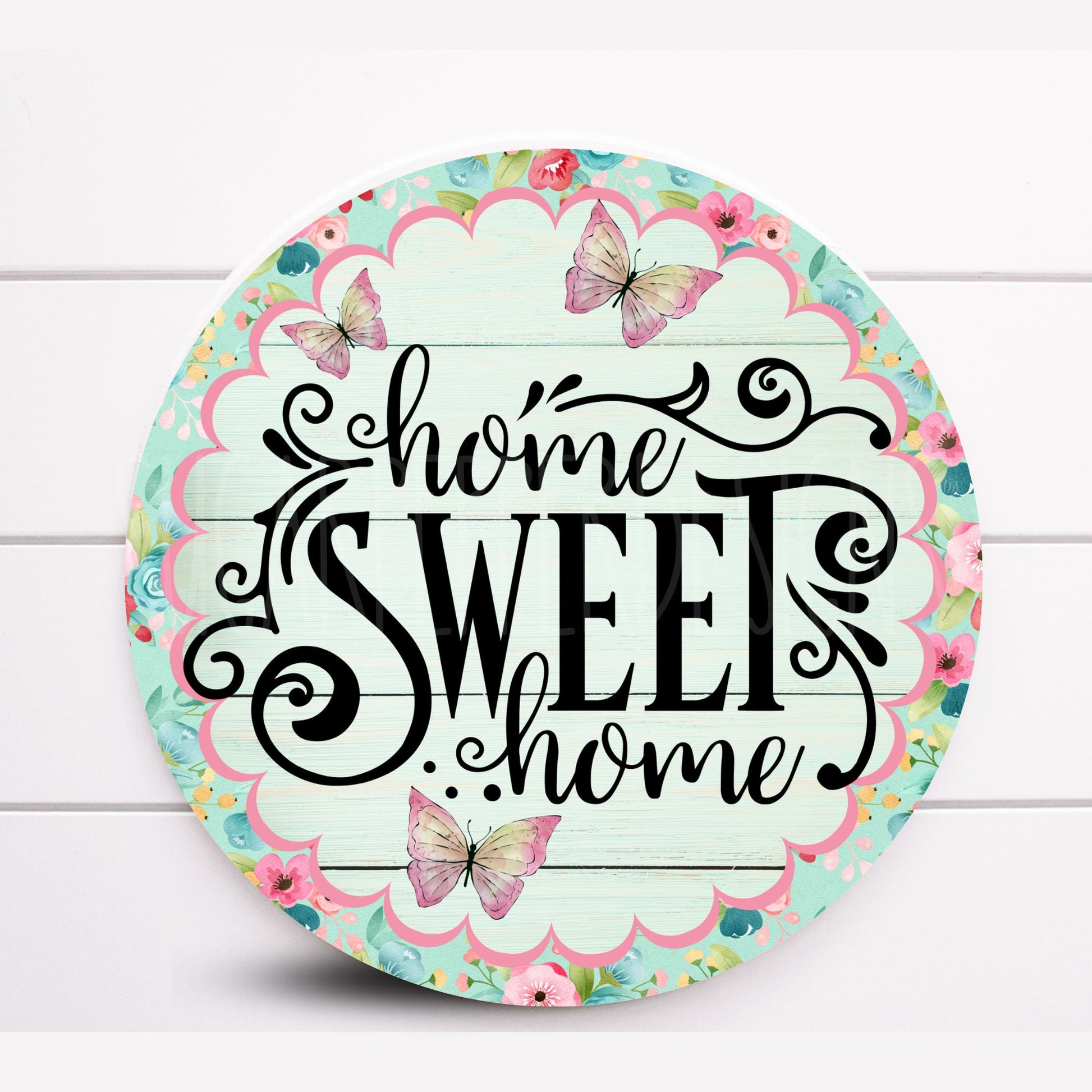 Wreath Sign, Round Wreath Sign, Spring Butterfly Wreath Sign, Home Sweet Home Wreath Sign, Sugar Pepper Designs, Sign For Wreath