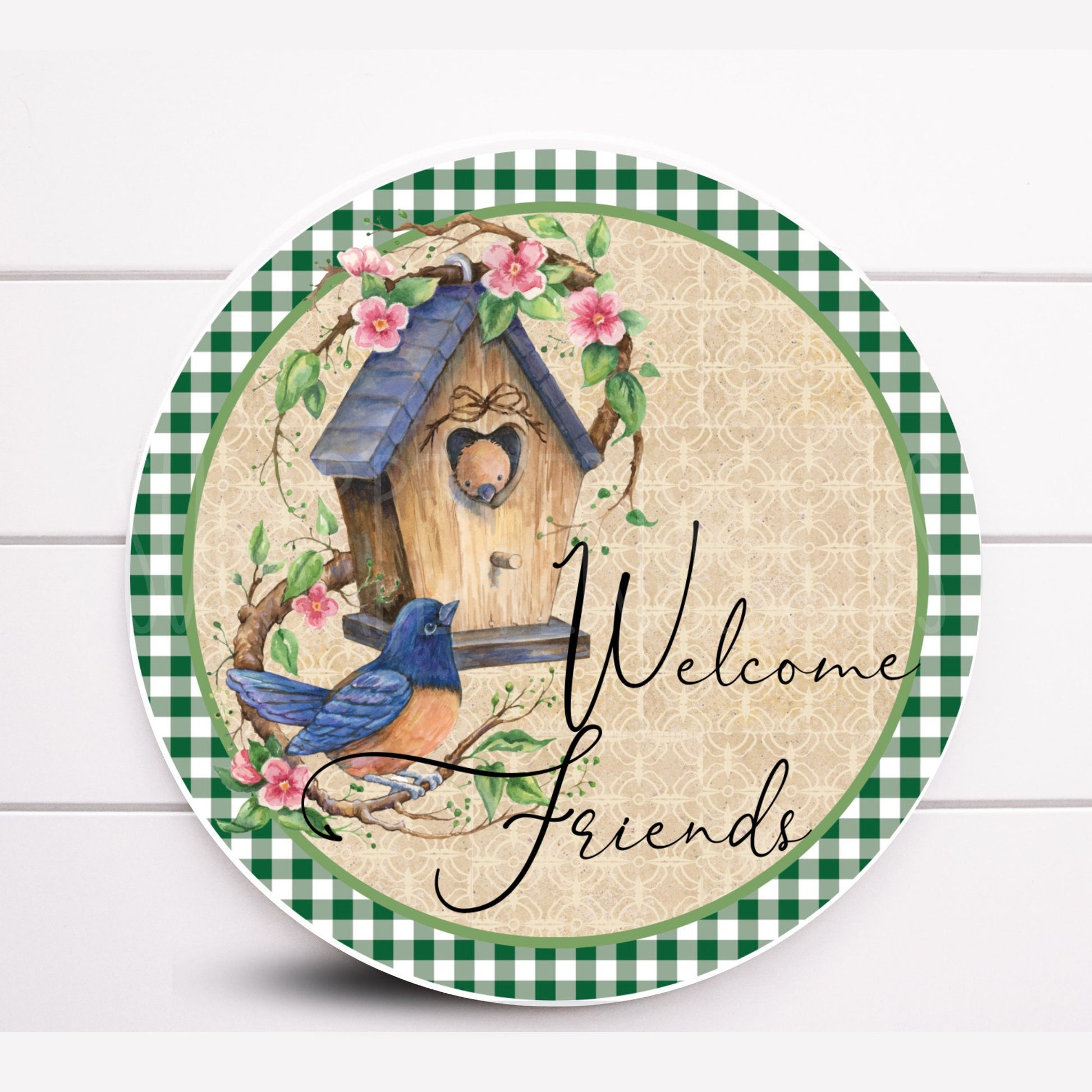 Wreath Sign, Welcome Friends Birdhouse Wreath Sign, Everyday Wreath Sign, Sugar Pepper Designs, Sign For Wreath, Door Decor