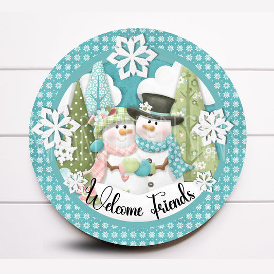 Snowman Welcome Friends Snowflake Winter Wreath Sign, Snowman Themed Supplies, Sign, Sugar Pepper Designs, Signs For Wreaths, Door Decor