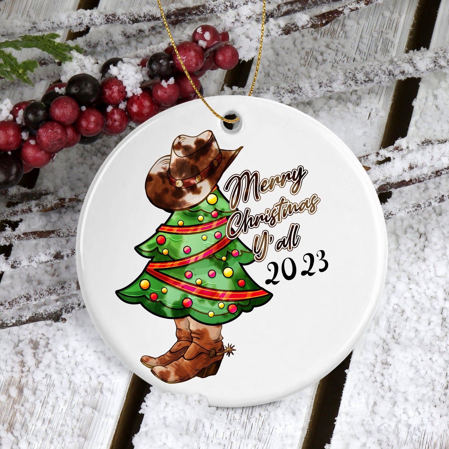 Personalized Gift, Personalized Western Christmas Tree, Western Cowboy Boot Christmas Ornament, Country Western Ornament