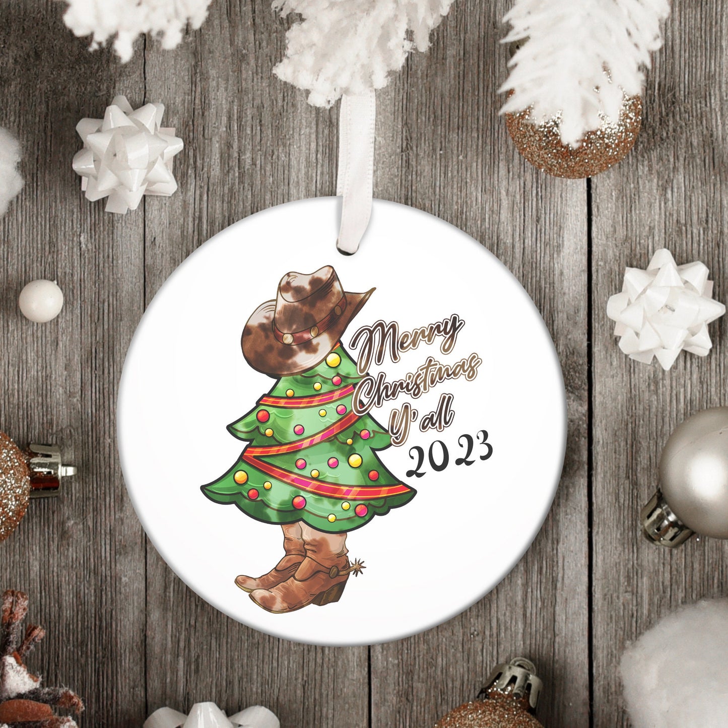 Personalized Gift, Personalized Western Christmas Tree, Western Cowboy Boot Christmas Ornament, Country Western Ornament