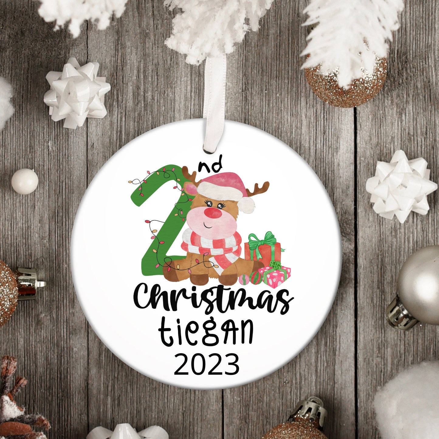 2ND Christmas Ornament, 2ND Christmas Girl Ornament, 2ND Christmas Ornament Girl, Baby 2ND Christmas Ornament, Sugar Pepper Designs