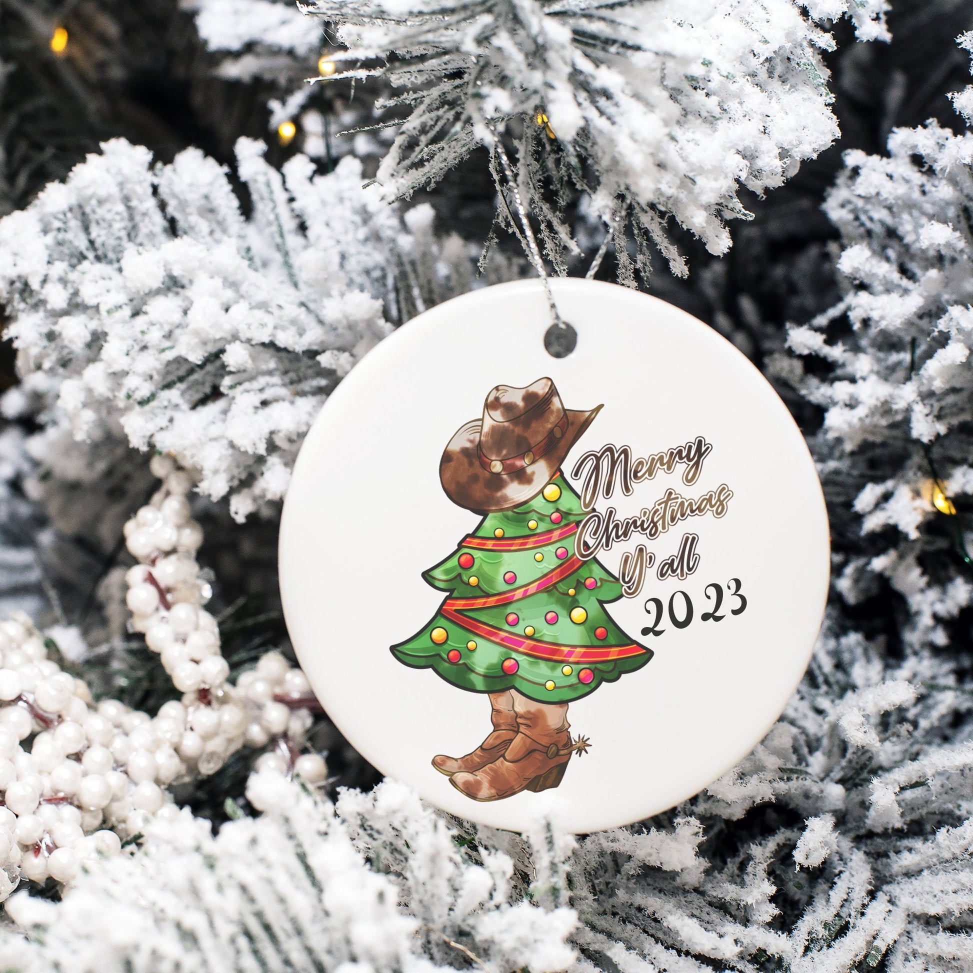 Personalized Gift, Personalized Western Christmas Tree, Western Cowboy Boot Christmas Ornament, Country Western Ornament