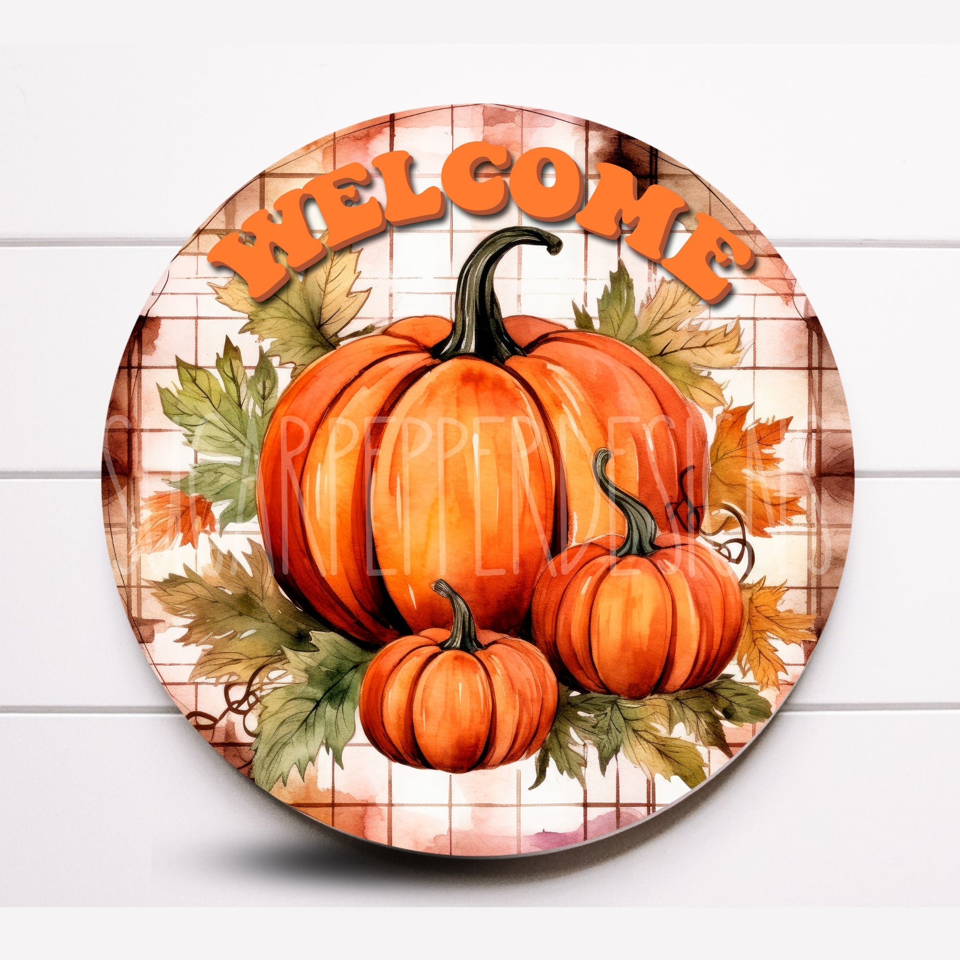 Wreath Sign Fall Blessed Round Metal Wreath Sign, Sugar Pepper Designs, Sign for Wreath