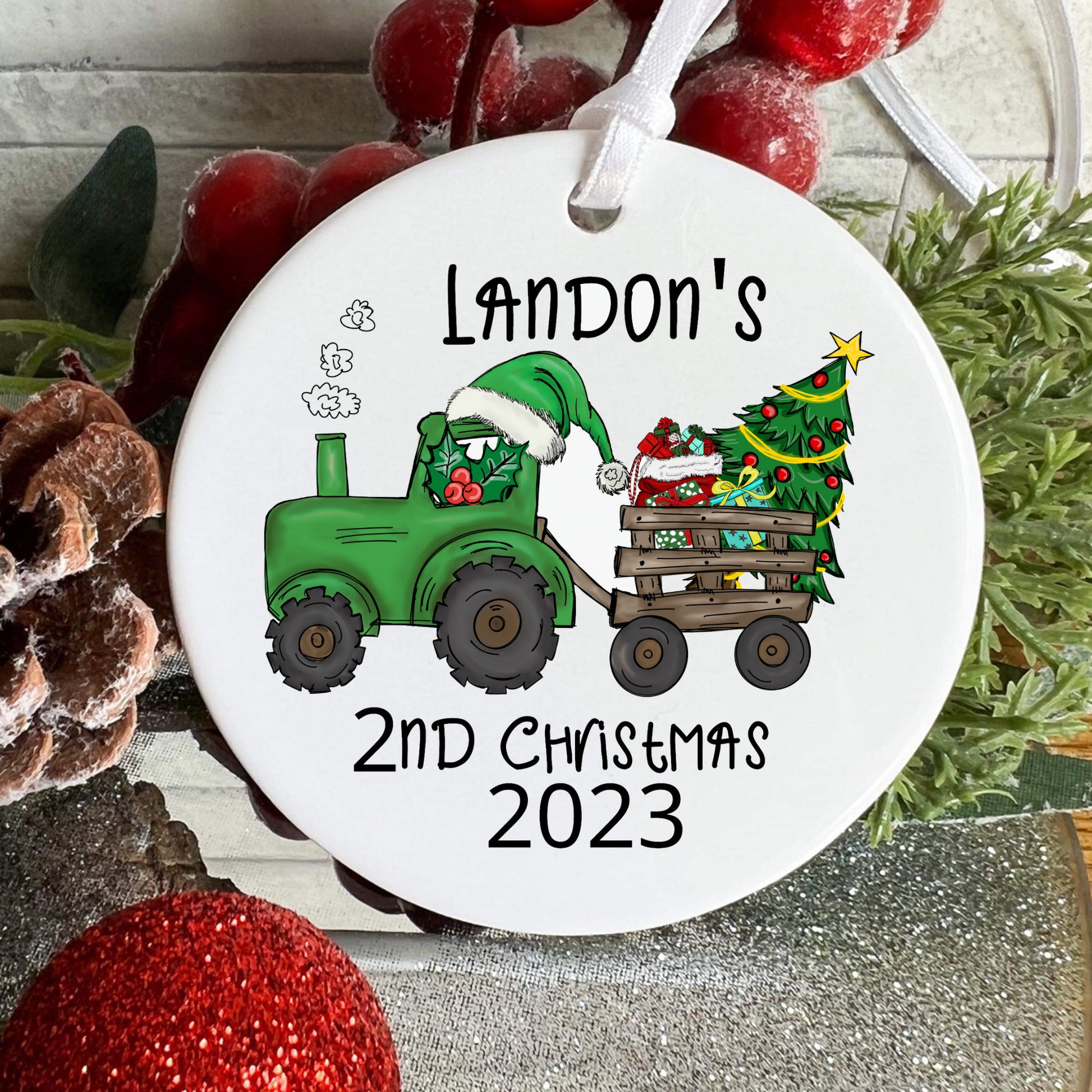 2ND Christmas Ornament, 2ND Christmas Boy Ornament, 2ND Christmas Ornament Truck, Baby 2ND Christmas Ornament, Sugar Pepper Designs