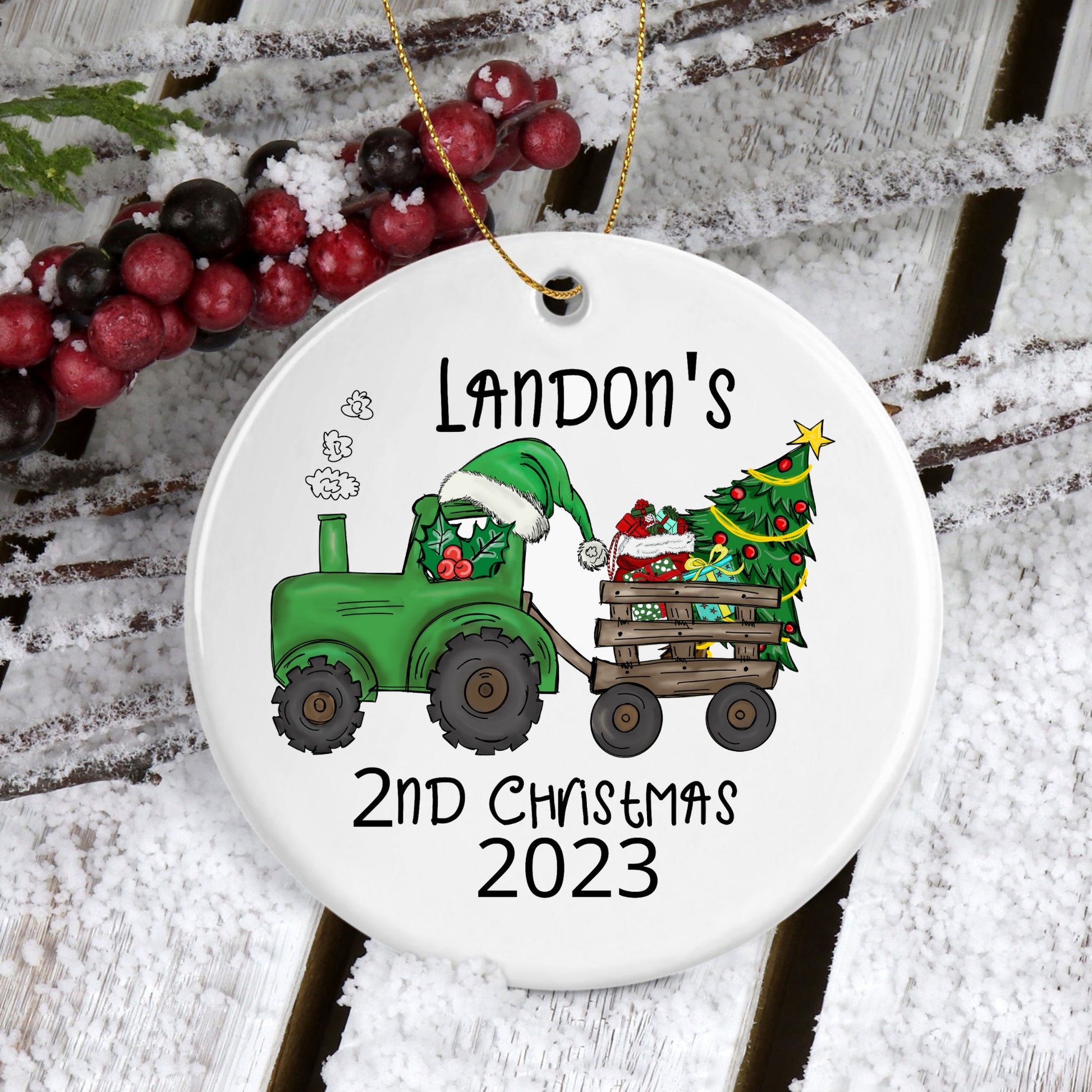 2ND Christmas Ornament, 2ND Christmas Boy Ornament, 2ND Christmas Ornament Truck, Baby 2ND Christmas Ornament, Sugar Pepper Designs