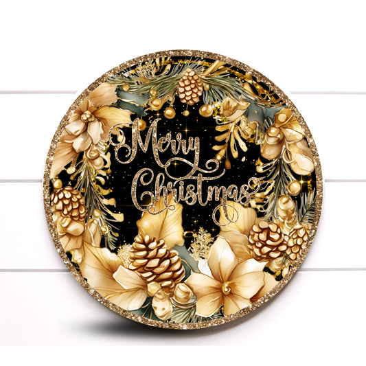 Wreath Sign, Merry Christmas Black and Gold Sign, Christmas Tree Sign, Sugar Pepper Designs, Sign For Wreath, Wreath Attachment, Door Decor