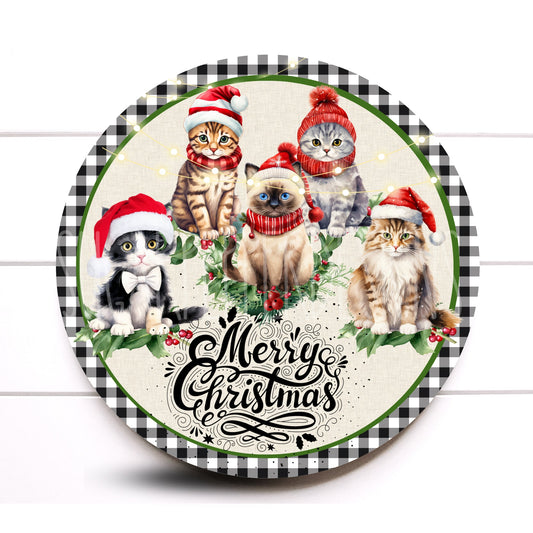 Cat Wreath Sign, Merry Christmas Wreath Sign, Sugar Pepper Designs, Round Metal Wreath Signs, Signs For Wreaths, Door Decor